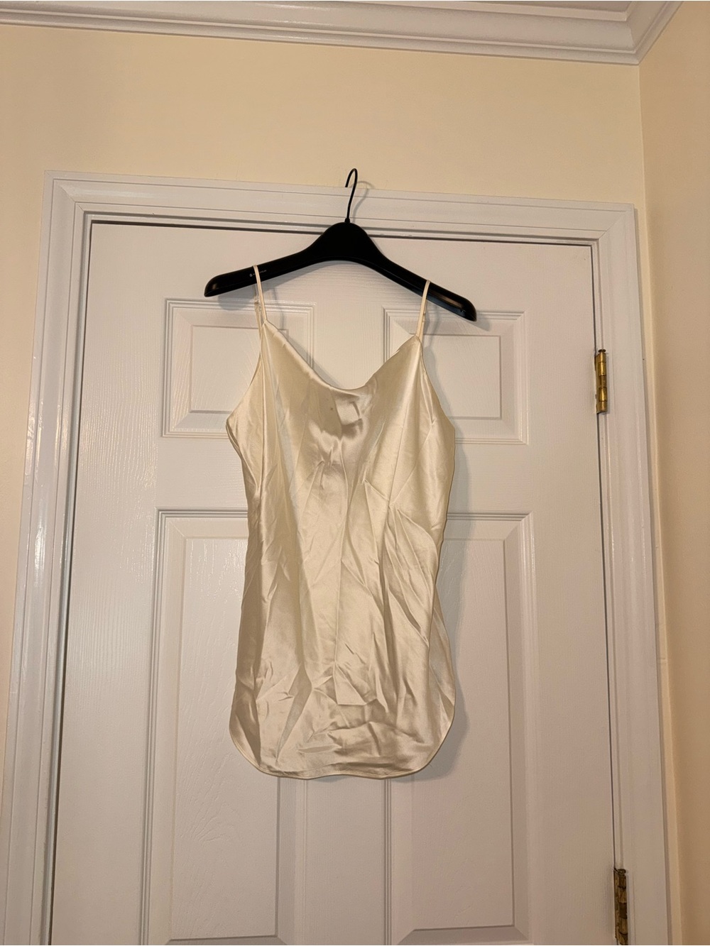 cinq a sept Satin Cream Slip Tank Top